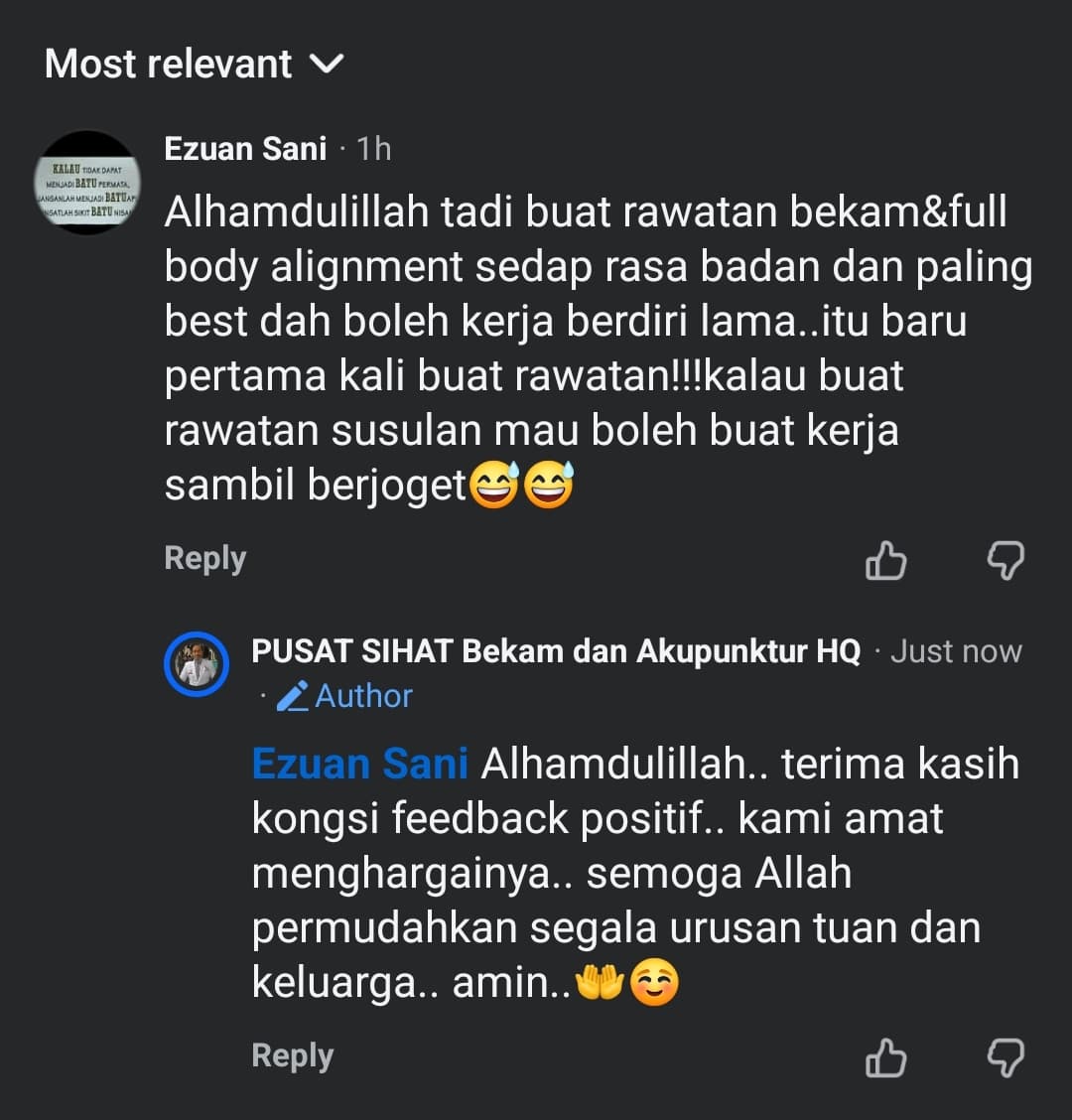 Screenshot of a real Pusat Sihat client review